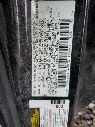 5TETX22N47Z372447 - 2007 TOYOTA TACOMA ACCESS CAB შავი ფოტო 12