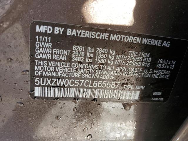 5UXZW0C57CL665587 - 2012 BMW X5 XDRIVE35D BROWN photo 12
