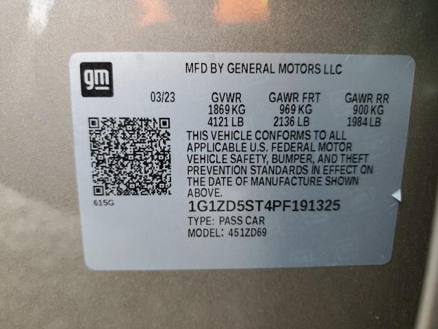 1G1ZD5ST4PF191325 - 2023 CHEVROLET MALIBU LT TAN photo 12