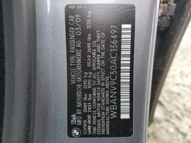 WBANV9C50AC136497 - 2010 BMW 5 SERIES XI GRAY photo 12