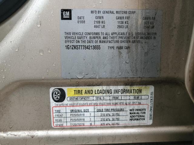 1G1ZK577784213655 - 2008 CHEVROLET MALIBU LTZ GOLD photo 12