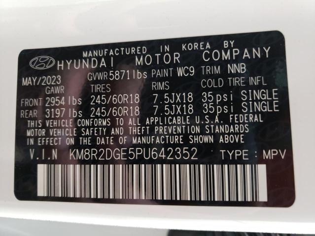 KM8R2DGE5PU642352 - 2023 HYUNDAI PALISADE SEL WHITE photo 13