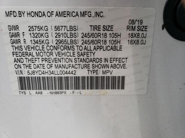 5J8YD4H34LL004442 - 2020 ACURA MDX WHITE photo 13