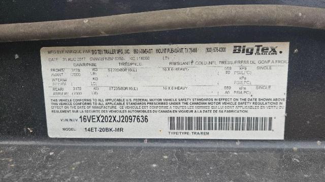 16VEX202XJ2097636 - 2018 BIG TEX TRAILER RED photo 8