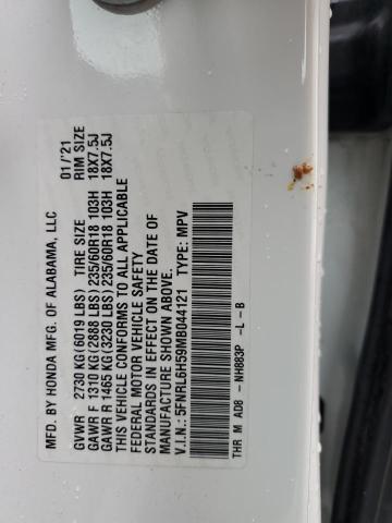 5FNRL6H59MB044121 - 2021 HONDA ODYSSEY EX WHITE photo 13