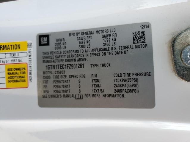 1GTN1TEC1FZ901261 - 2015 GMC SIERRA C1500 WHITE photo 12