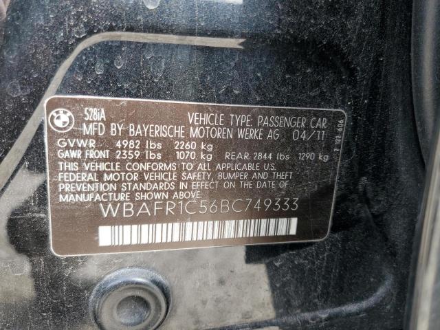 WBAFR1C56BC749333 - 2011 BMW 5 SERIES I BLACK photo 12