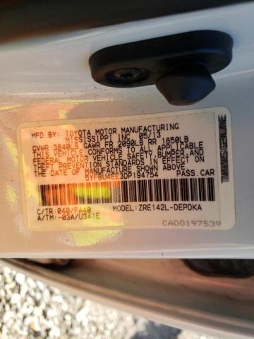 5YFBU4EE3DP194754 - 2013 TOYOTA COROLLA BASE WHITE photo 12