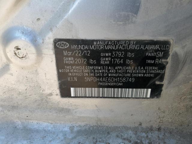 5NPDH4AE6DH158749 - 2013 HYUNDAI ELANTRA GLS SILVER photo 12