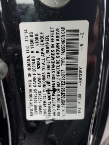 19XFB2F98FE215017 - 2015 HONDA CIVIC EXL 黑色 照片 12