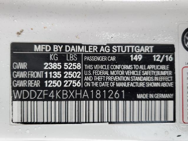 WDDZF4KBXHA181261 - 2017 MERCEDES-BENZ E 300 4MATIC WHITE photo 12