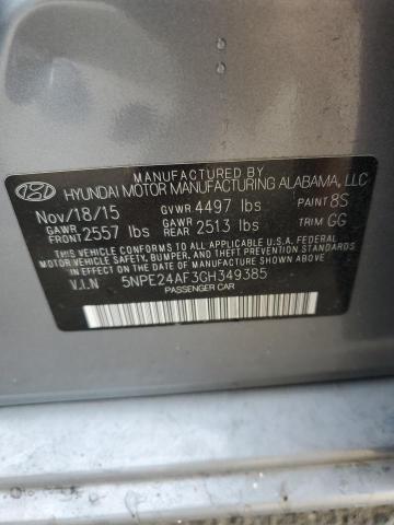 5NPE24AF3GH349385 - 2016 HYUNDAI SONATA SE SILVER photo 12