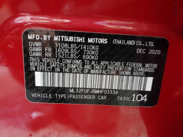 ML32FUFJ6MHF03334 - 2021 MITSUBISHI MIRAGE G4 ES RED photo 12