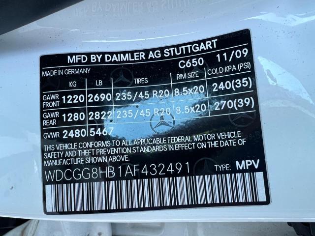 WDCGG8HB1AF432491 - 2010 MERCEDES-BENZ GLK 350 4MATIC WHITE photo 10