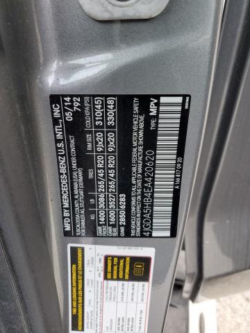 4JGDA5HB4EA420620 - 2014 MERCEDES-BENZ ML 350 4MATIC SILVER photo 14