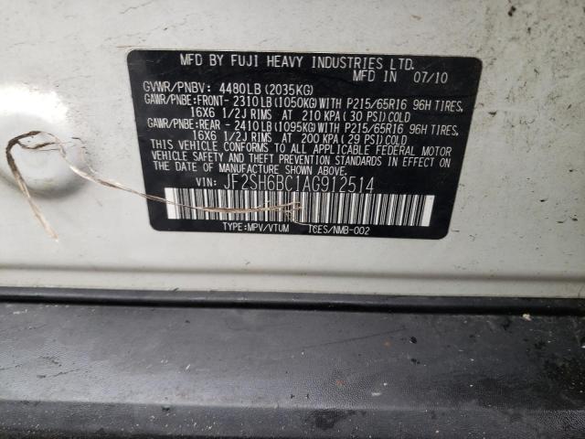 JF2SH6BC1AG912514 - 2010 SUBARU FORESTER XS Ağ foto 14