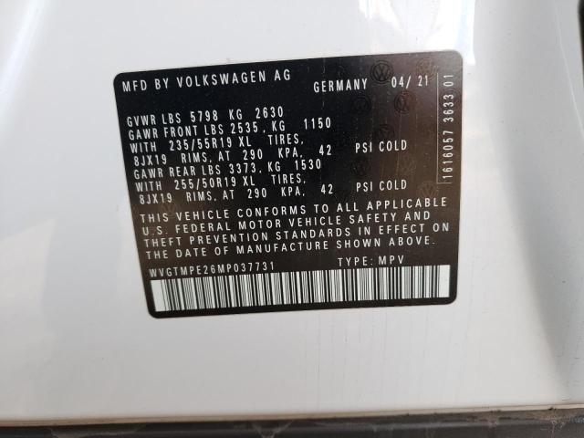 WVGTMPE26MP037731 - 2021 VOLKSWAGEN ID.4 PRO S თეთრი ფოტო 13