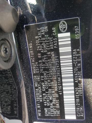 4T1G11AK3RU247371 - 2024 TOYOTA CAMRY SE NIGHT SHADE BLACK photo 12