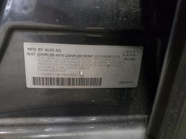 WAUDH78E48A065195 - 2008 AUDI A4 3.2 QUATTRO GRAY photo 12