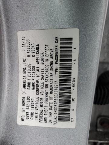 1HGCR2F53DA218517 - 2013 HONDA ACCORD SPORT SILVER photo 12