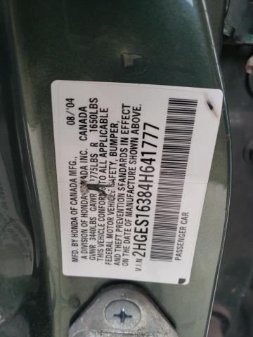 2HGES16384H641777 - 2004 HONDA CIVIC DX VP Yaşıl foto 12