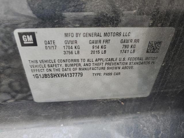 1G1JB5SHXH4137779 - 2017 CHEVROLET SONIC LS GRAY photo 13