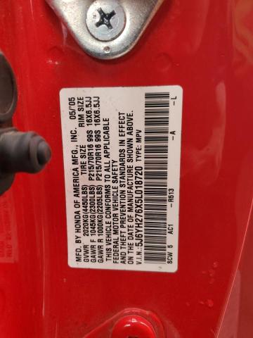 5J6YH276X5L018720 - 2005 HONDA ELEMENT EX RED photo 12