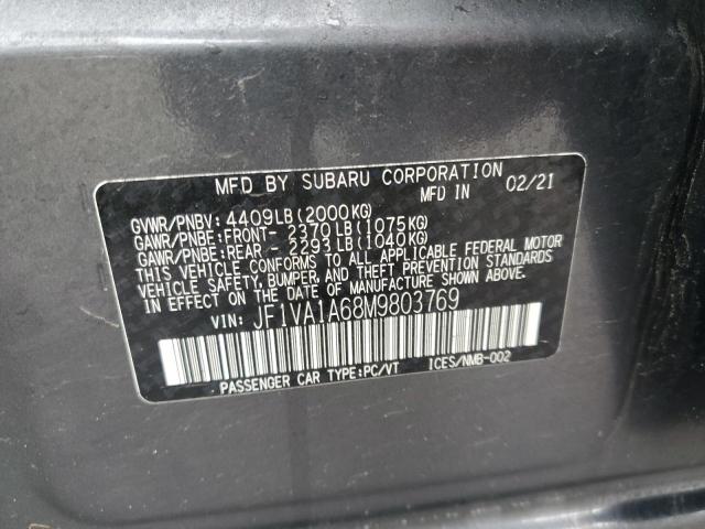 JF1VA1A68M9803769 - 2021 SUBARU WRX GRAY photo 12