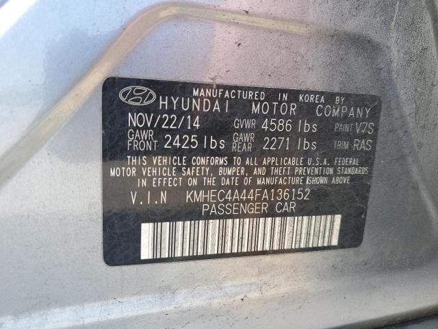 KMHEC4A44FA136152 - 2015 HYUNDAI SONATA HYBRID BLUE photo 12