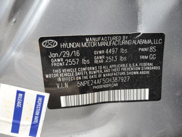 5NPE24AF5GH387927 - 2016 HYUNDAI SONATA SE BLUE photo 12