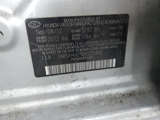 5NPDH4AE5DH223400 - 2013 HYUNDAI ELANTRA GLS SILVER photo 12