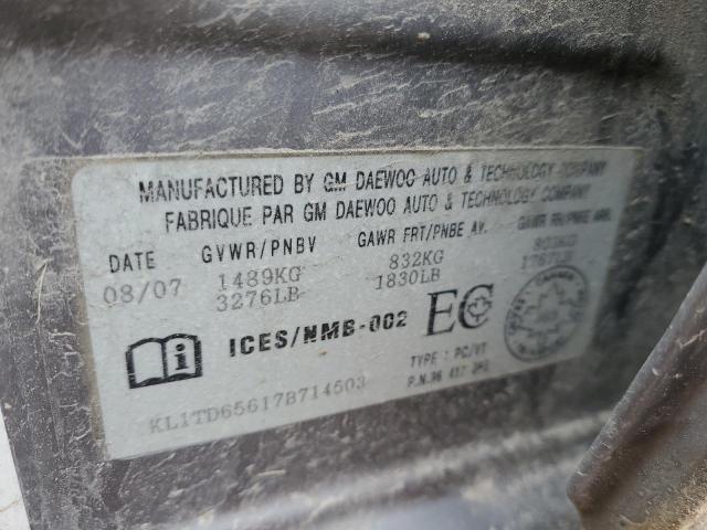 KL1TD65617B714503 - 2007 CHEVROLET AVEO BASE Boz foto 12