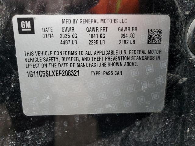 1G11C5SLXEF208321 - 2014 CHEVROLET MALIBU 1LT BLACK photo 12