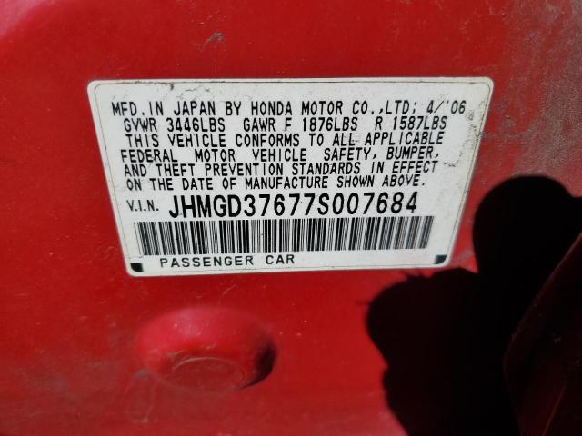JHMGD37677S007684 - 2007 HONDA FIT S 红色 照片 13