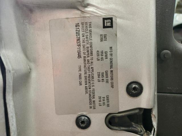 1G1ZU57N37F119445 - 2007 CHEVROLET MALIBU LTZ ვერცხლისფერი ფოტო 12