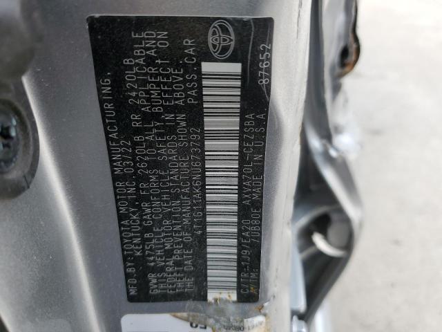 4T1G11AK6NU673792 - 2022 TOYOTA CAMRY SE SILVER photo 12