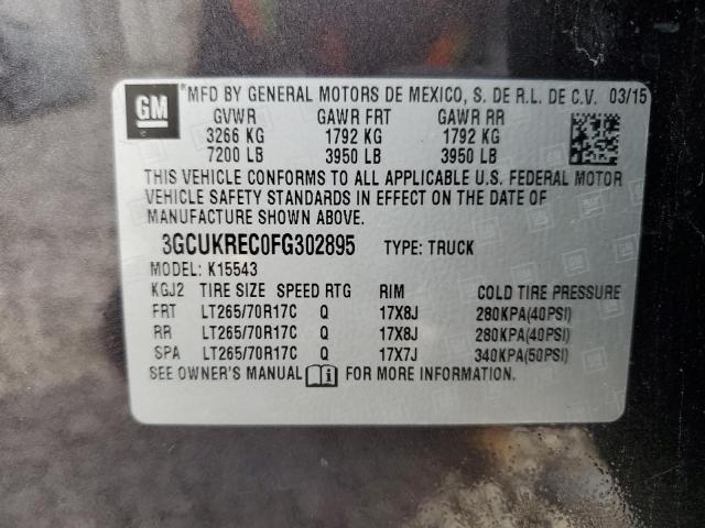 3GCUKREC0FG302895 - 2015 CHEVROLET SILVERADO K1500 LT GRAY photo 12