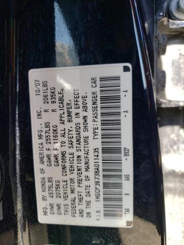 1HGCP36738A011435 - 2008 HONDA ACCORD EX BLACK photo 12