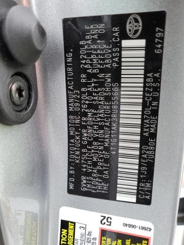 4T1G11AK3RU855665 - 2024 TOYOTA CAMRY SE NIGHT SHADE SILVER photo 12