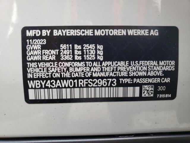 WBY43AW01RFS29673 - 2024 BMW I4 EDRIVE3 თეთრი ფოტო 12