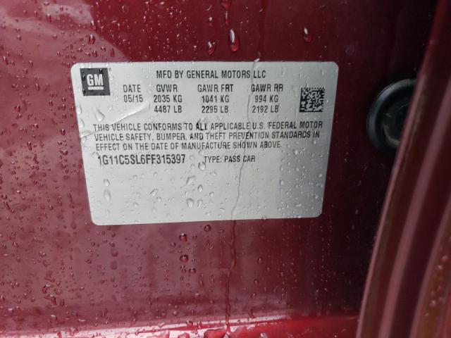 1G11C5SL6FF315397 - 2015 CHEVROLET MALIBU 1LT Бордовый фото 12