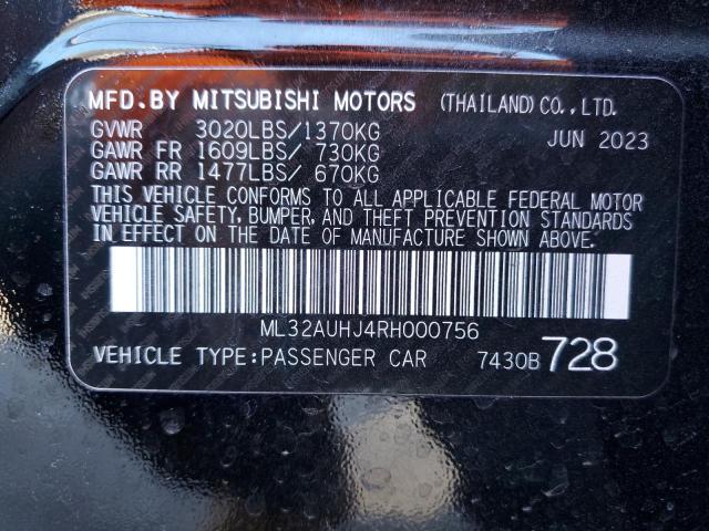 ML32AUHJ4RH000756 - 2024 MITSUBISHI MIRAGE ES BLACK photo 12