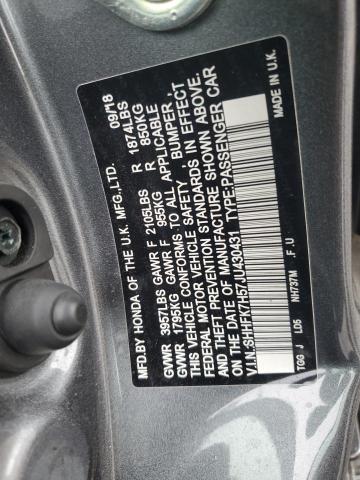 SHHFK7H57JU430431 - 2018 HONDA CIVIC EX GRAY photo 12