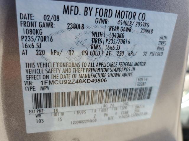 1FMCU92Z48KD49806 - 2008 FORD ESCAPE XLS GRAY photo 14