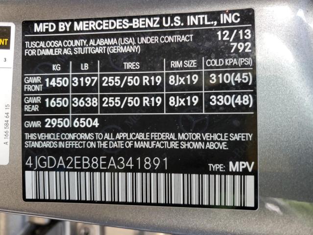 4JGDA2EB8EA341891 - 2014 MERCEDES-BENZ ML 350 BLUETEC SILVER photo 13