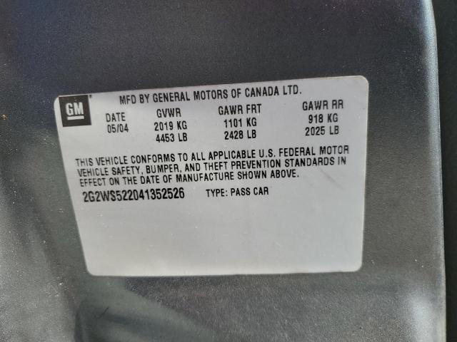 2G2WS522041352526 - 2004 PONTIAC GRAND PRIX GT2 ნაცრისფერი ფოტო 12