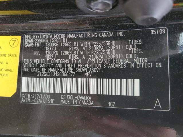 2T2GK31U19C066177 - 2009 LEXUS RX 350 BLACK photo 13