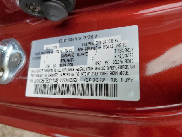 JM1NC25F760111448 - 2006 MAZDA MX-5 MIATA RED photo 12