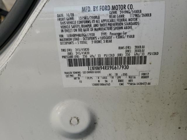 1LNHM94RX9G617930 - 2009 LINCOLN MKS WHITE photo 12