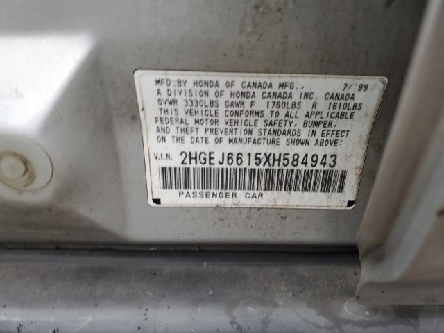 2HGEJ6615XH584943 - 1999 HONDA CIVIC BASE Gümüş foto 12